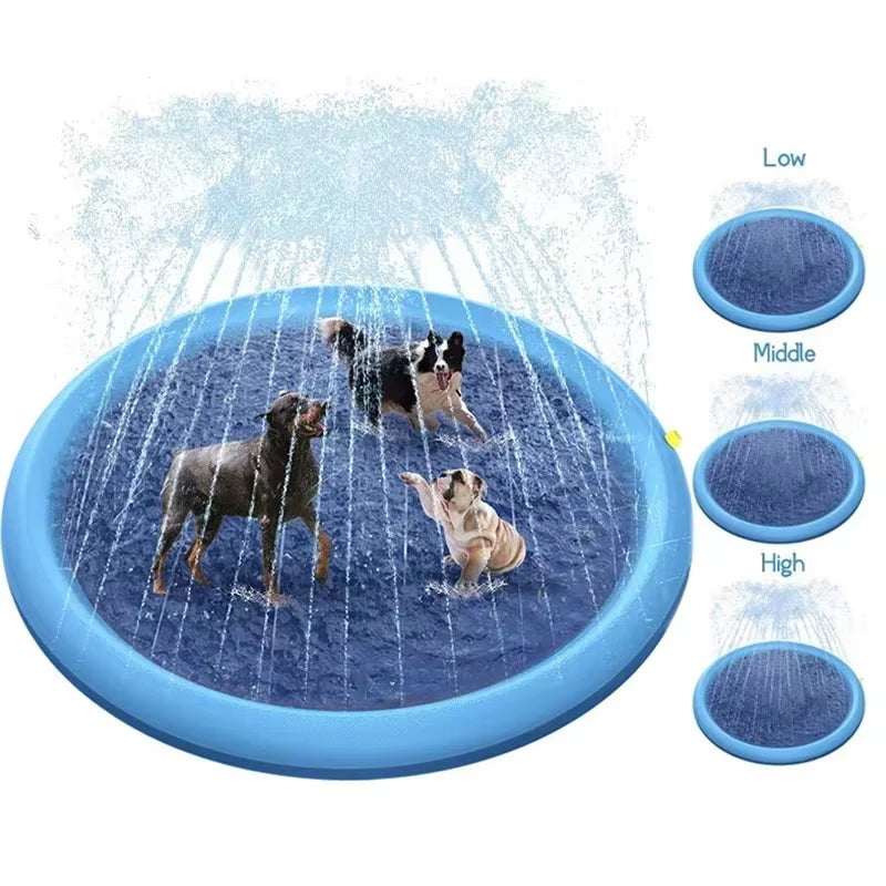 170Cm Summer Dog Toy Splash Sprinkler Pad Pet Swimming Pool Interactive for Pet Children Interactive Outdoor Play Water Mat Toys
