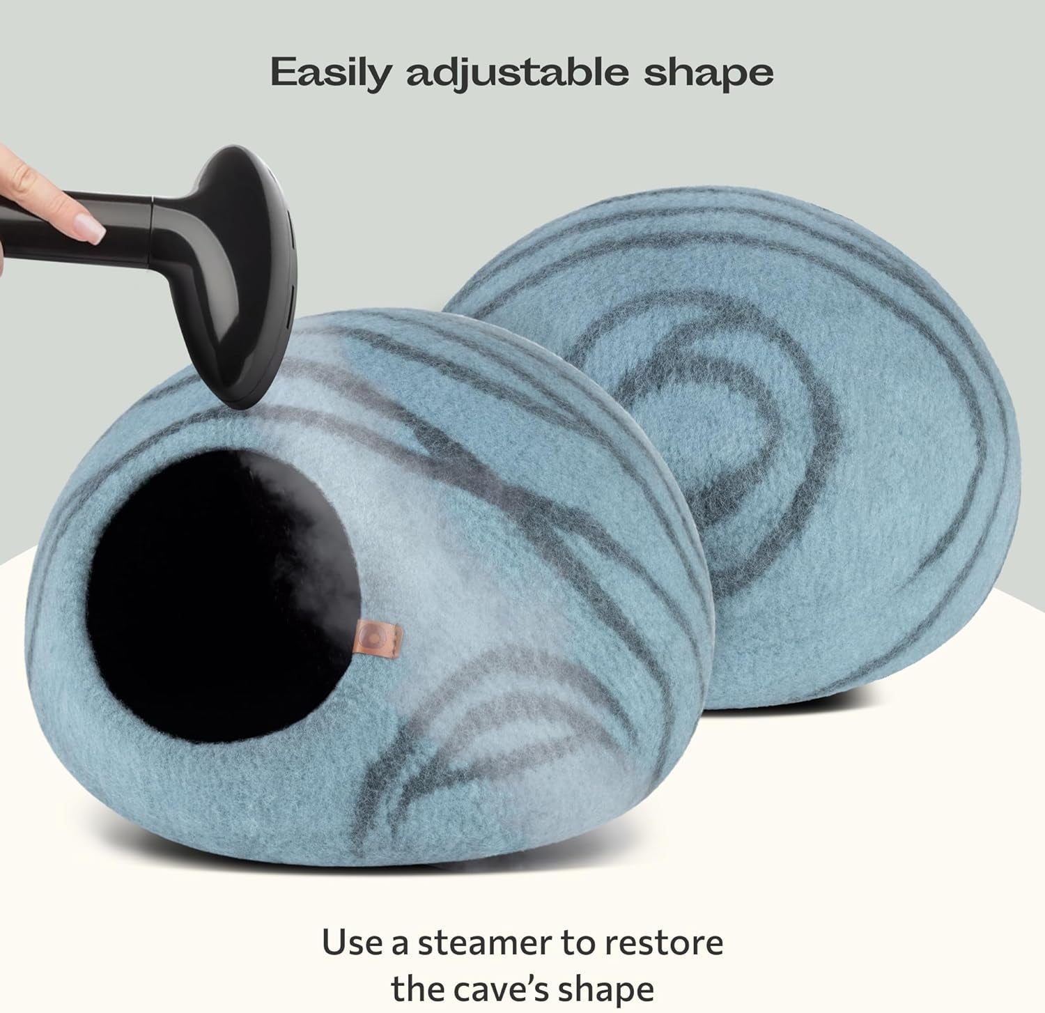 Premium Felt Cat Cave - Handmade 100% Merino Wool Cat Bed for Indoor Use (Aquamarine, Medium)