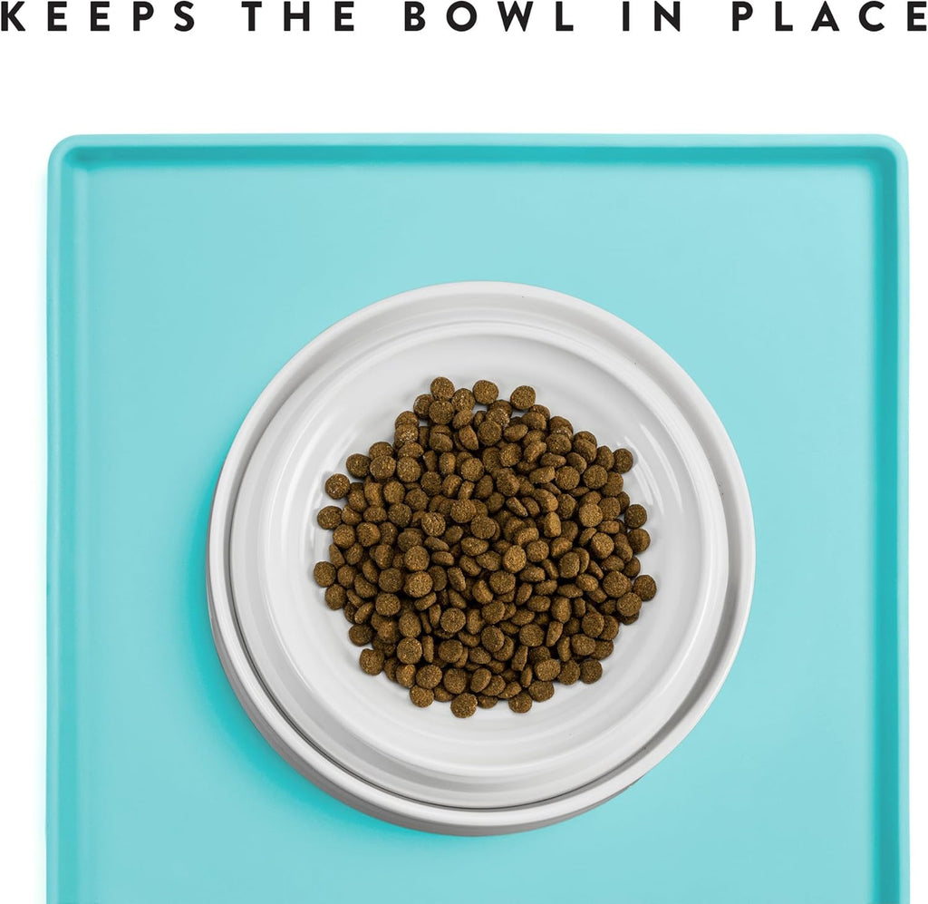 Cat Food Mat, Small & Large Pet Feedingd Mat, 100% Waterproof Cat Mats for Food and Water, Silicone Mats for Pet Bowls, Non-Slip Placemat for Water Bowl or Fountain (Small, Aruba)