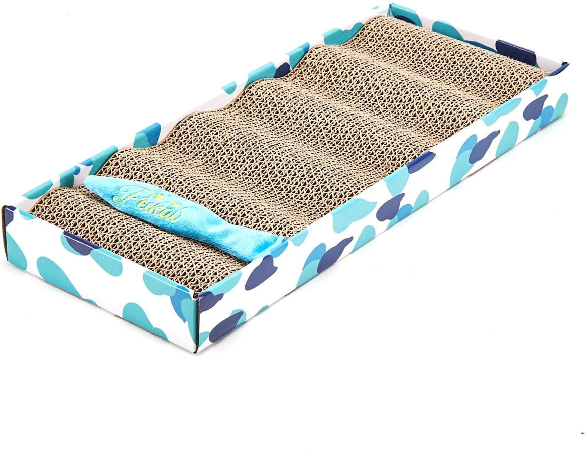 Reversible Cardboard Cat Scratcher and Bed with Catnip Included (1 Pack)