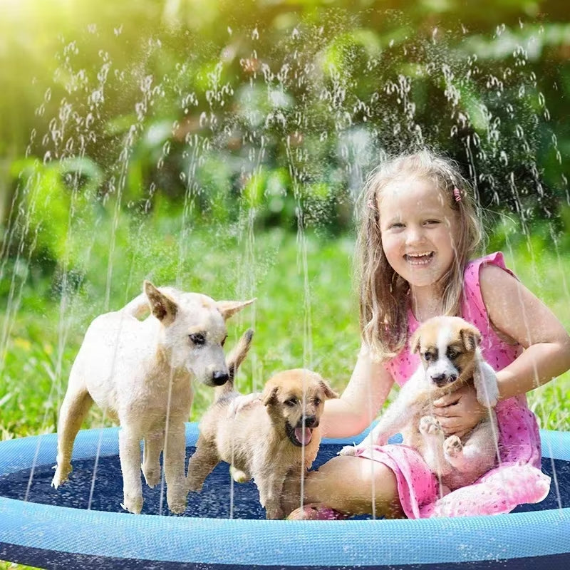 170Cm Summer Dog Toy Splash Sprinkler Pad Pet Swimming Pool Interactive for Pet Children Interactive Outdoor Play Water Mat Toys