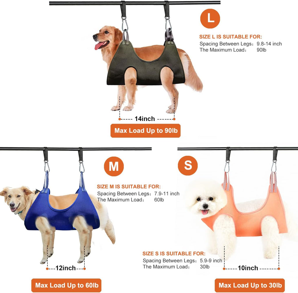 Durable Pet Grooming Hammock for Cats and Dogs, Supports Up to 55 lbs, Adjustable Leg Spacing (5.1" - 11.8")