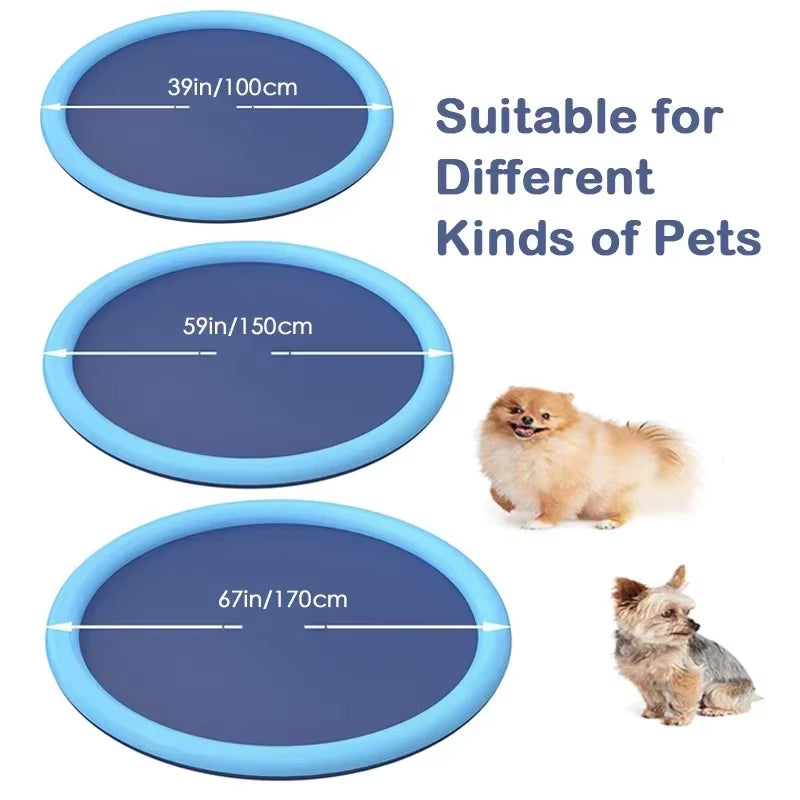 170Cm Summer Dog Toy Splash Sprinkler Pad Pet Swimming Pool Interactive for Pet Children Interactive Outdoor Play Water Mat Toys