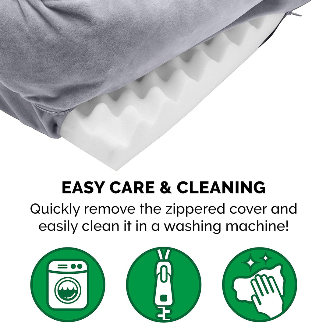 Orthopedic Foam Dog Bed with Washable Velvet Cover - Granite Gray, Large for Dogs up to 55 lbs