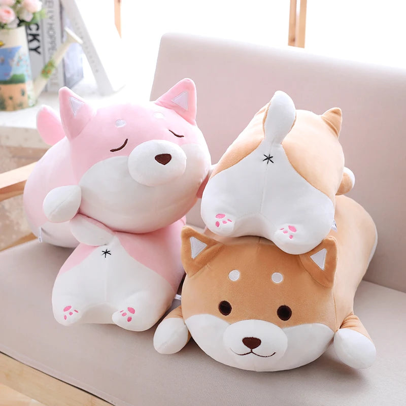 Cute Corgi Dog Doll Pillow Shiba Inu Plush Toy Holding Sleeping Doll Stuffed Animal Pillow Gift for Baby 35Cm