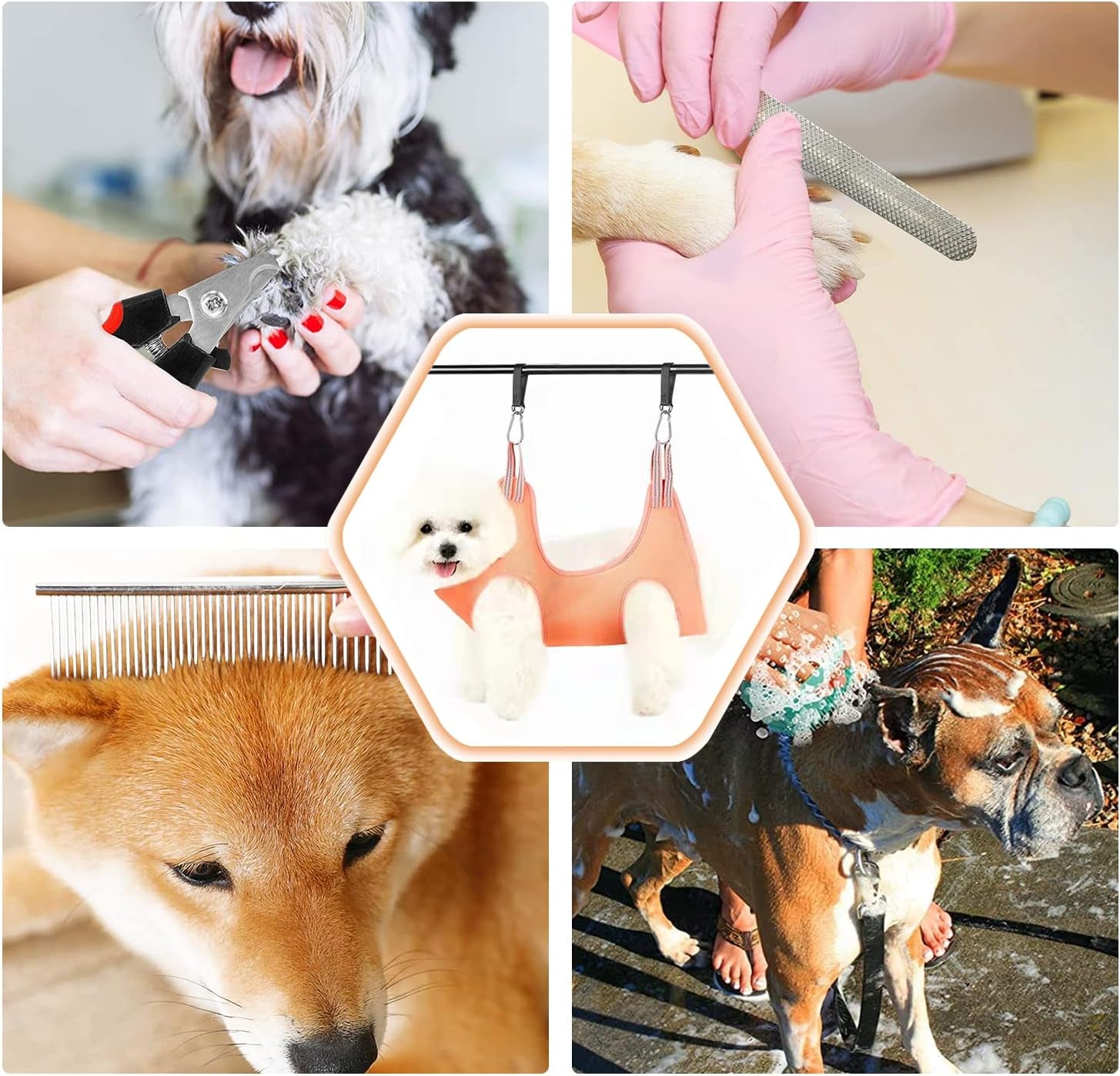 Durable Pet Grooming Hammock for Cats and Dogs, Supports Up to 55 lbs, Adjustable Leg Spacing (5.1" - 11.8")