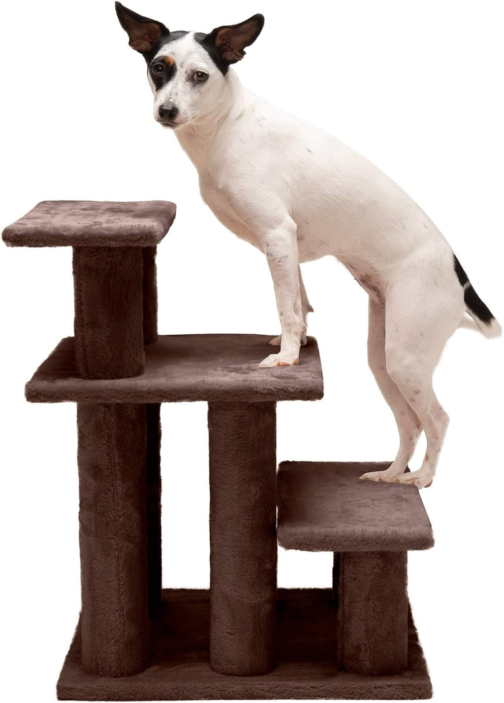 Steady Paws 3-Step Pet Stairs for Elevated Beds and Sofas - Brown