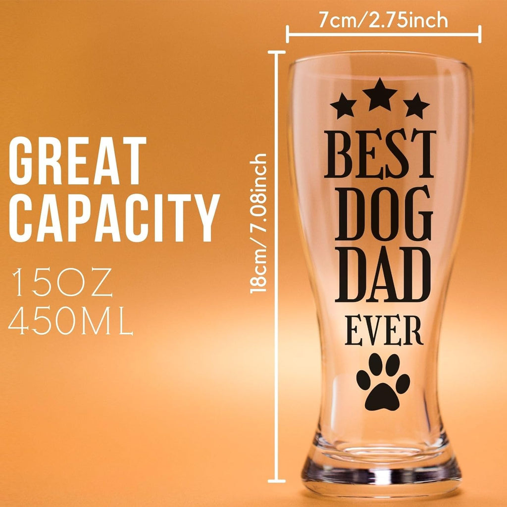 15Oz Beer Glass for Dog Dads - Ideal Gift for Dog Lovers and Owners on Birthdays and Holidays