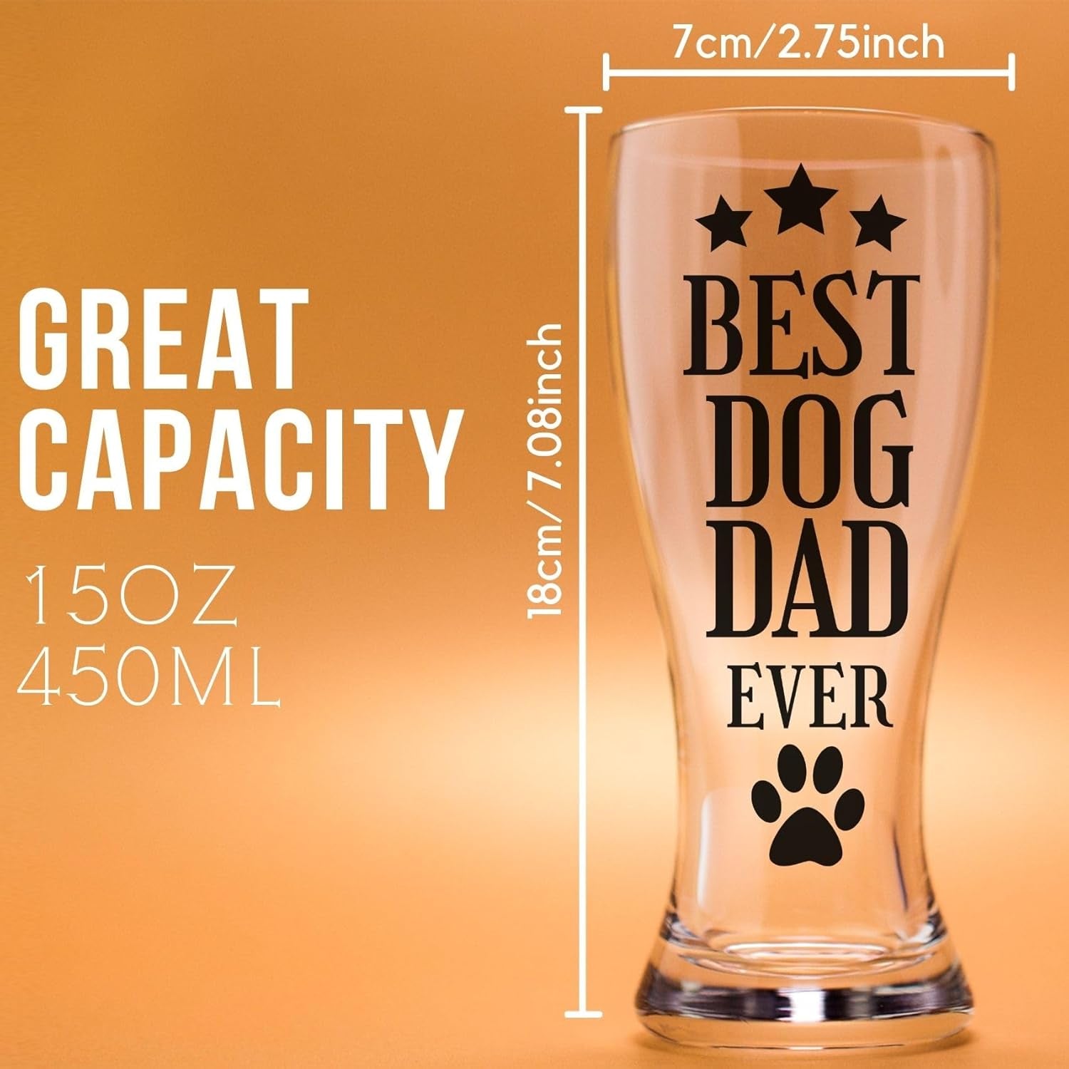 15Oz Beer Glass for Dog Dads - Ideal Gift for Dog Lovers and Owners on Birthdays and Holidays