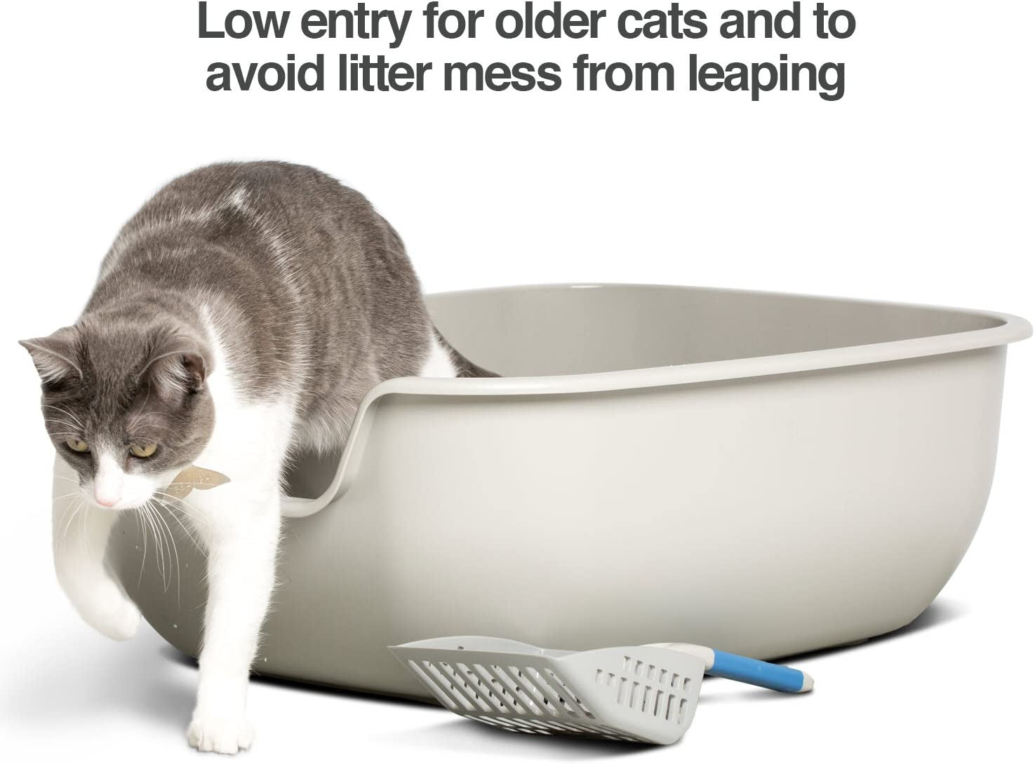 BetterBox Non-Stick Large Litter Box with Pet-Safe Coating for Effortless Cleaning and Open Top Design, Constructed from Durable ABS Plastic