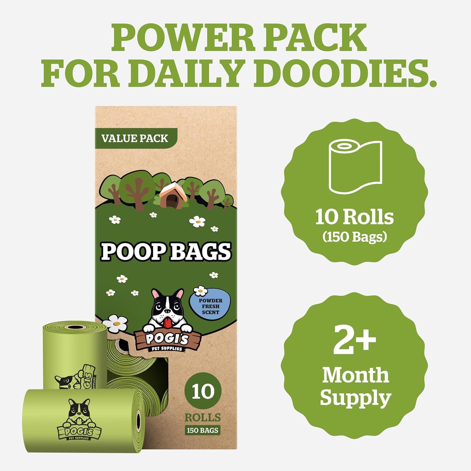 Pogi's Premium Leak-Proof Dog Waste Bags – Extra Thick, Fresh Scent, 150 Count (10 Rolls)