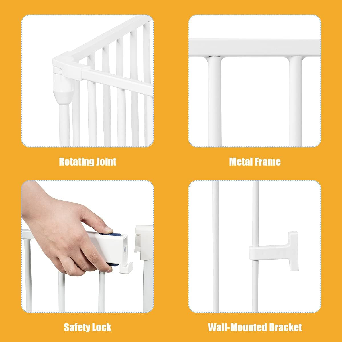 PETSAFE 181" Extra Wide Pet Gate and Dog Playpen - Foldable Dog Barrier with Walk-Through Door for Home, Stairs, and Fireplace (White)