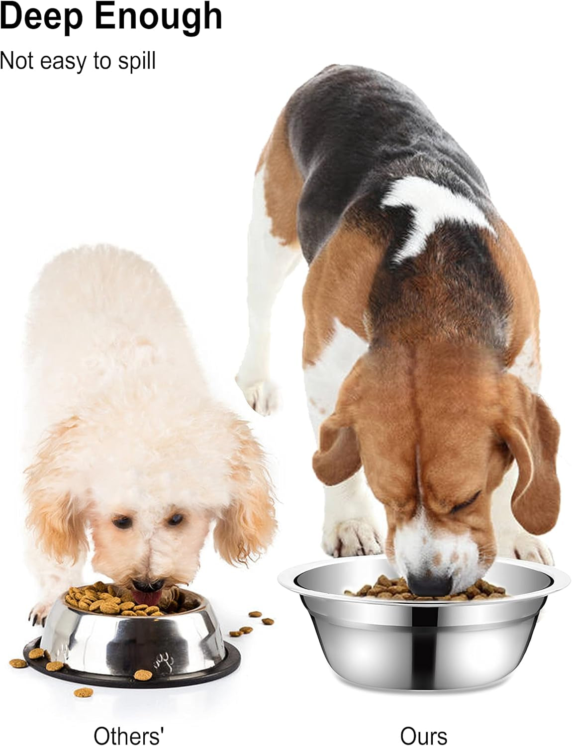 Stainless Steel Small Dog Food Bowls, Set of 2, 5.4 in Diameter, Replacement Bowls for Raised Feeding Stations (1.3 Cup Capacity)