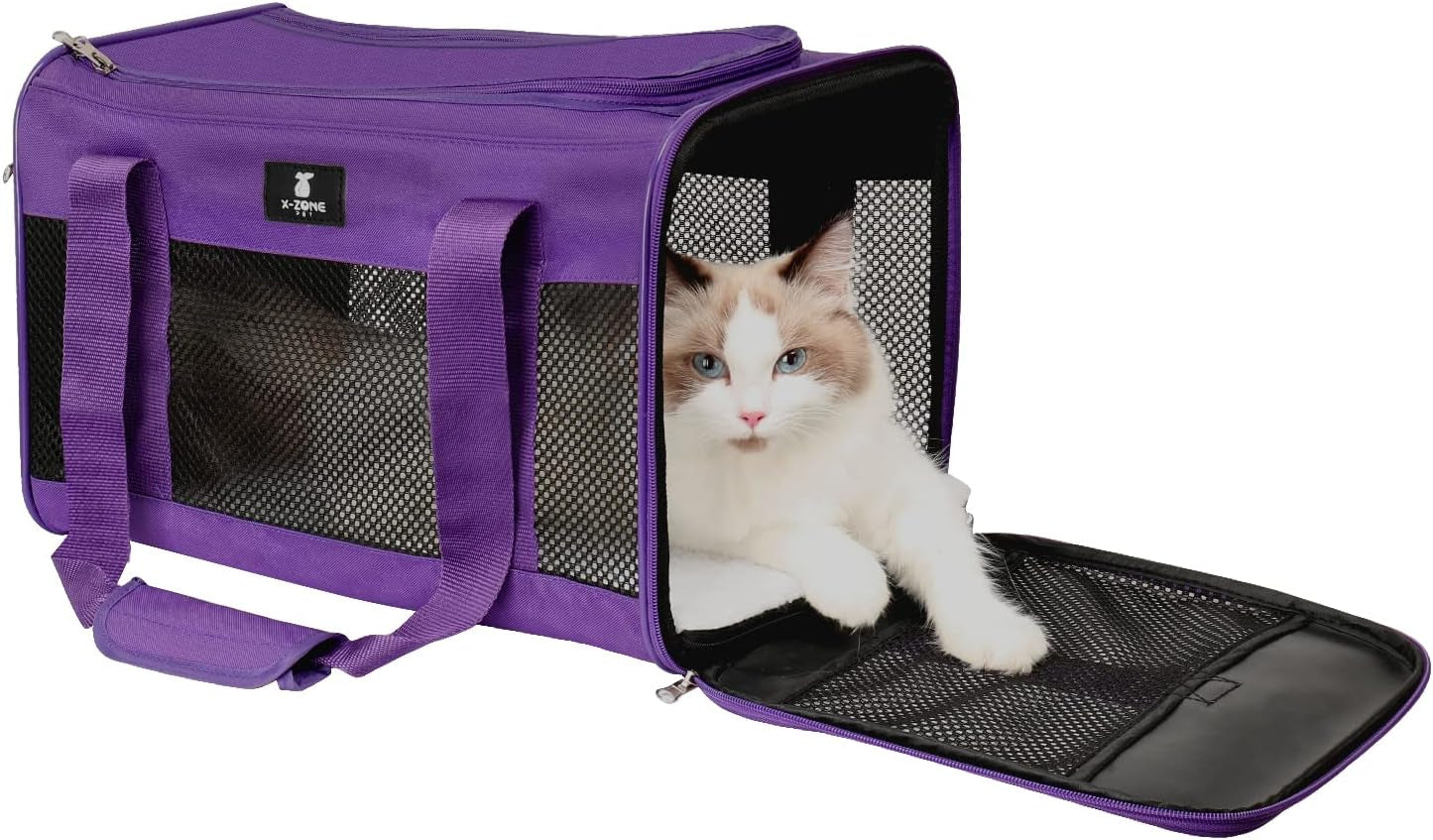 Airline-Approved Soft-Sided Cat Carrier for Small to Medium Cats up to 25 lbs, Featuring Removable Fleece Pad and Portable Design