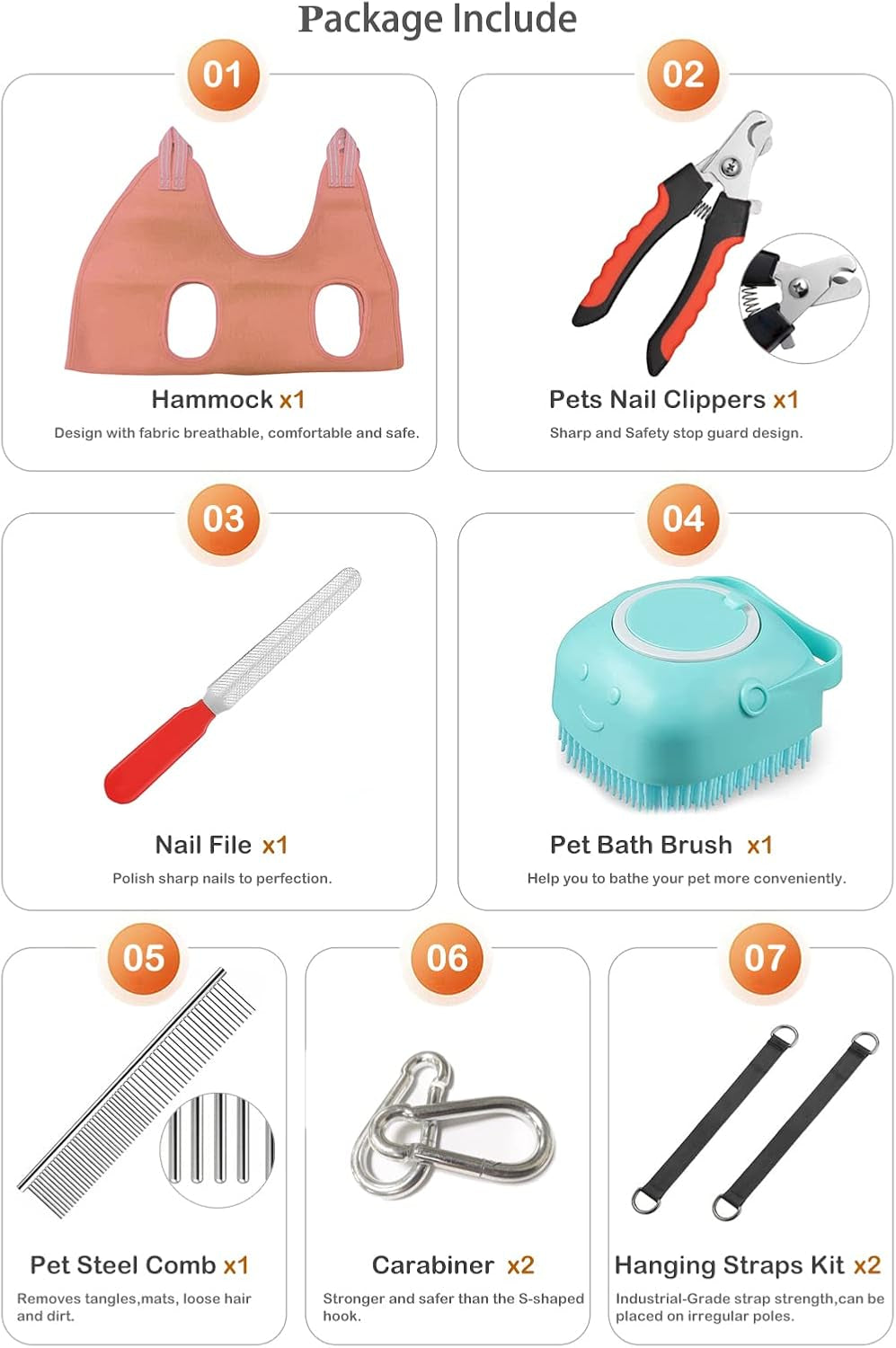 Durable Pet Grooming Hammock for Cats and Dogs, Supports Up to 55 lbs, Adjustable Leg Spacing (5.1" - 11.8")