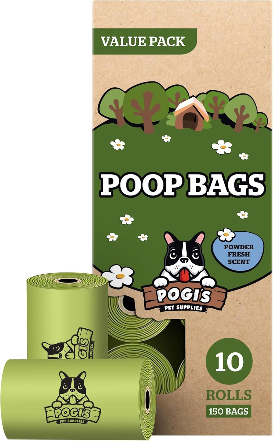 Pogi's Premium Leak-Proof Dog Waste Bags – Extra Thick, Fresh Scent, 150 Count (10 Rolls)