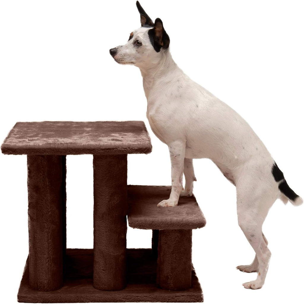 Steady Paws 3-Step Pet Stairs for Elevated Beds and Sofas - Brown