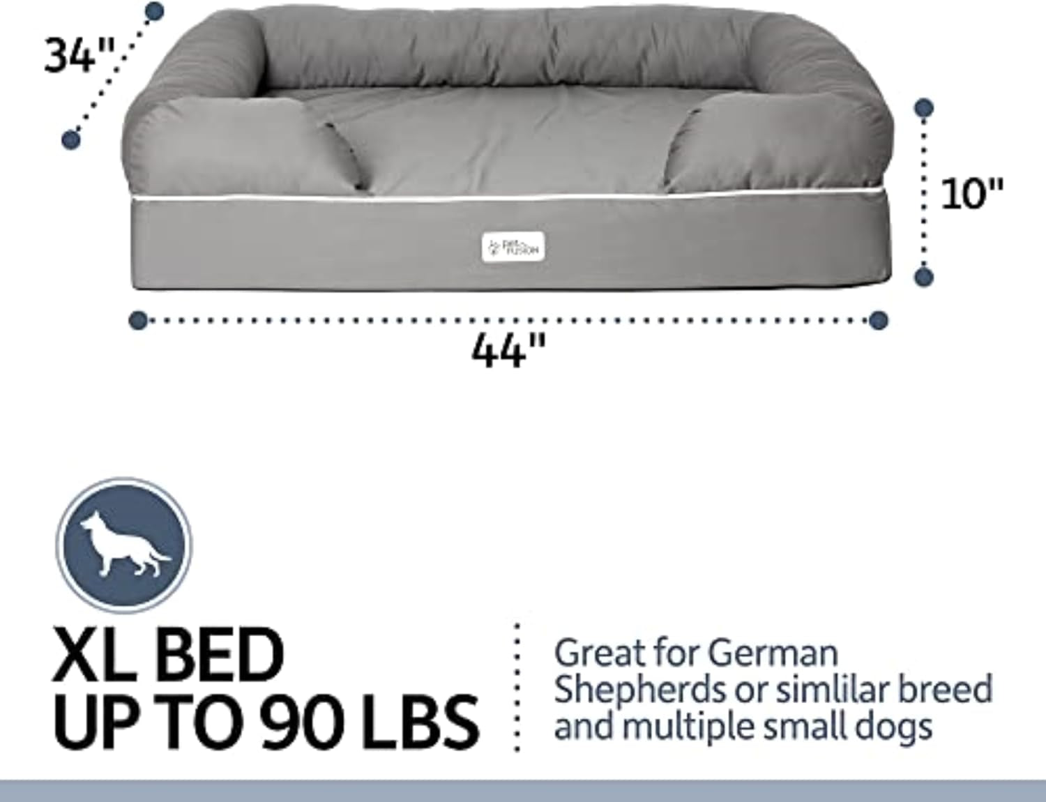 Ultimate Orthopedic Dog Bed with Memory Foam, Available in Multiple Sizes and Colors, Medium Firmness, Waterproof Liner, YKK Zippers, and Breathable 35% Cotton Cover