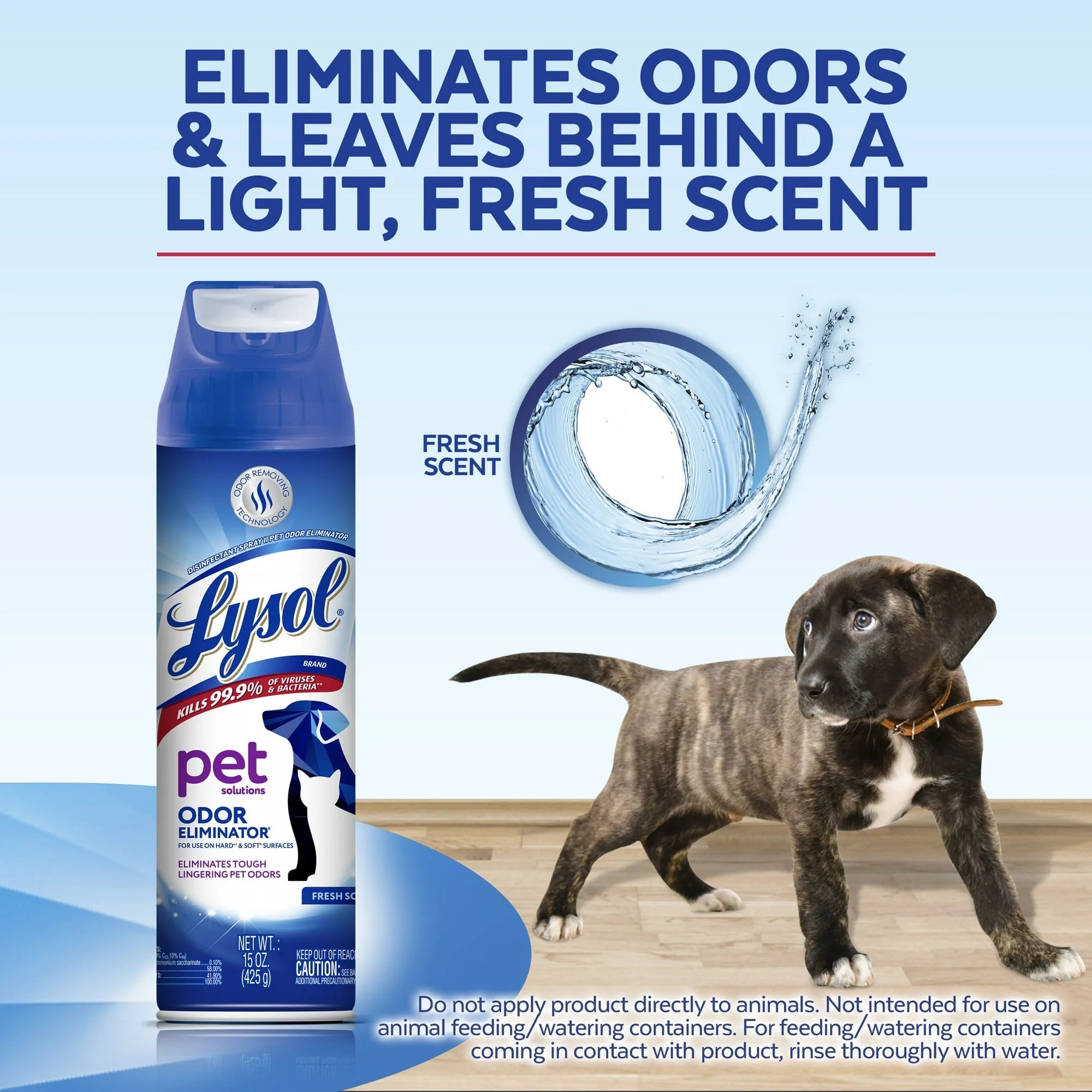 Pet Odor Eliminator Spray, Sanitizing and Disinfecting Spray for Pet Odors, 15Oz (4 Pack)