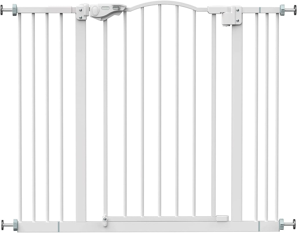 Adjustable 29-39.6" Baby Gate for Pets, Dual Auto-Close Dog Gate with One-Hand Operation, 30" Tall Safety Gate for Stairs, Hallways, and Bedrooms, Wall Pressure Mount Installation, White
