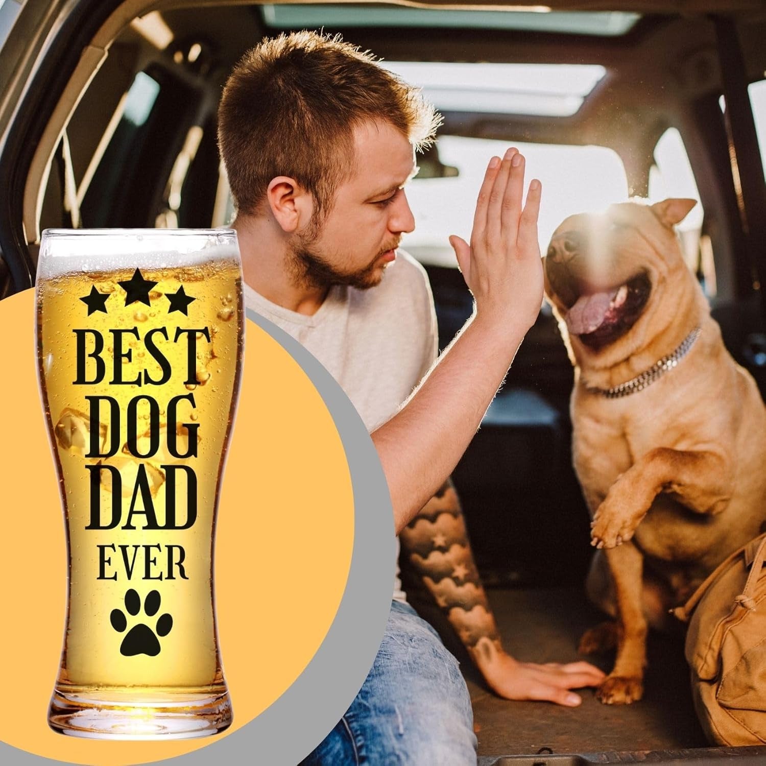 15Oz Beer Glass for Dog Dads - Ideal Gift for Dog Lovers and Owners on Birthdays and Holidays