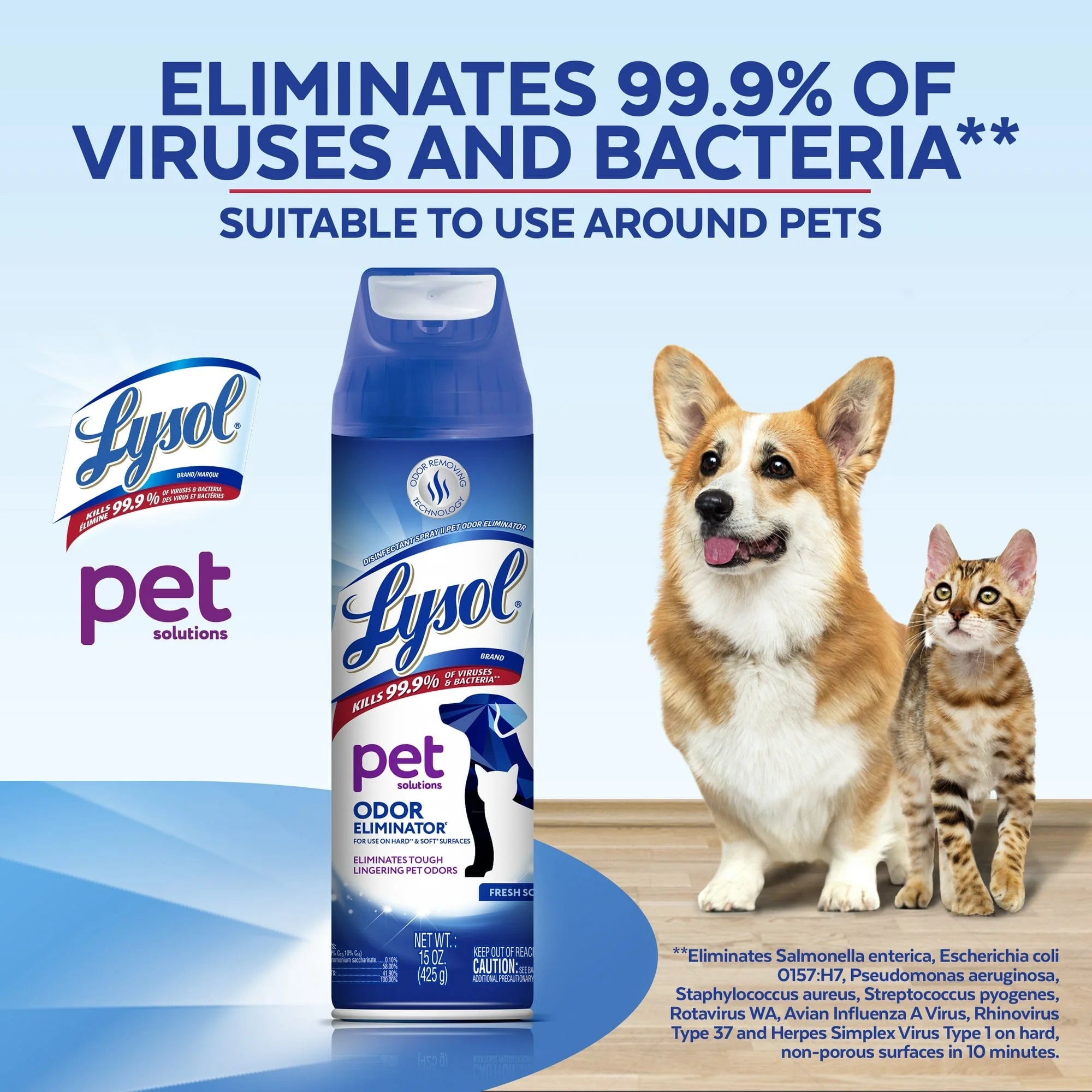 Pet Odor Eliminator Spray, Sanitizing and Disinfecting Spray for Pet Odors, 15Oz (4 Pack)