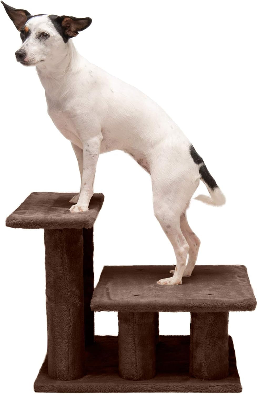 Steady Paws 3-Step Pet Stairs for Elevated Beds and Sofas - Brown